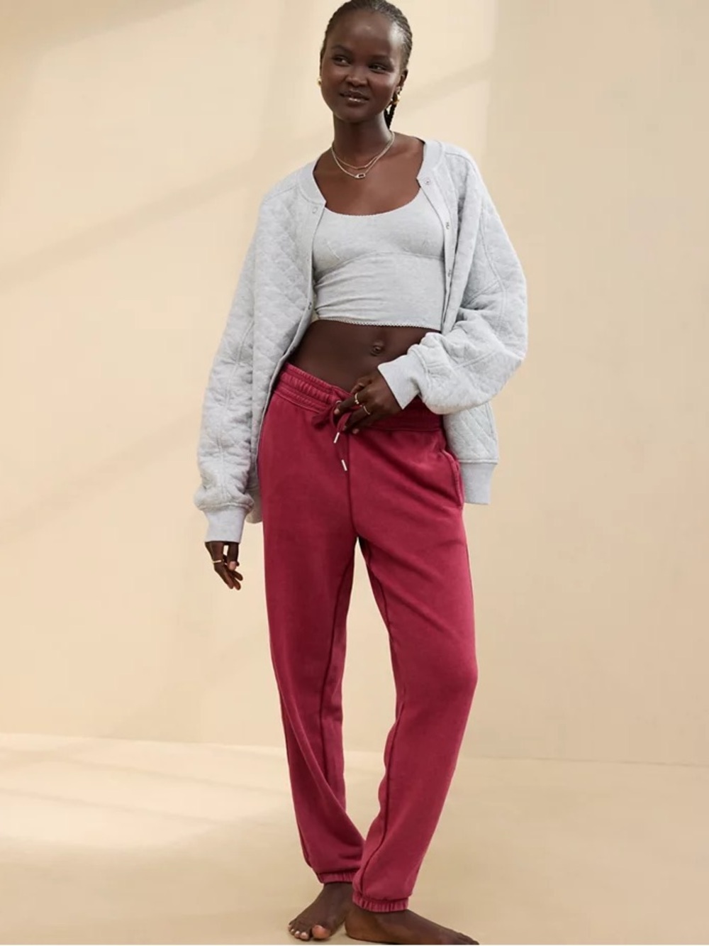 Aerie Big Chill Joggers Cherry Tart Size Small